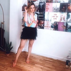 Line+dot feather skirt